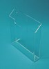 Clear acrylic display in front of light blue background